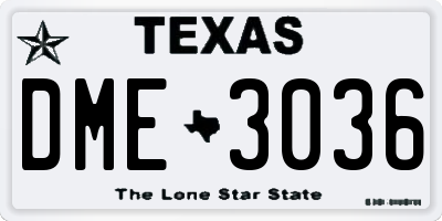 TX license plate DME3036