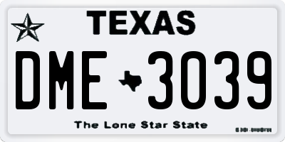 TX license plate DME3039