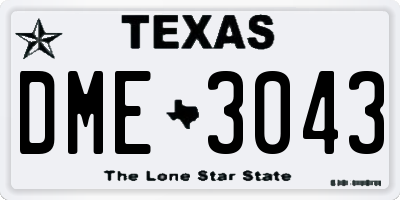 TX license plate DME3043