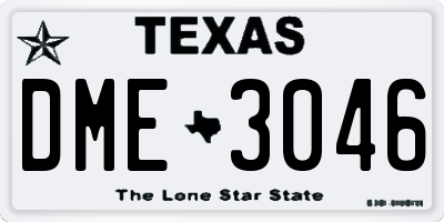 TX license plate DME3046