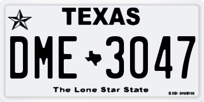 TX license plate DME3047