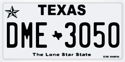 TX license plate DME3050