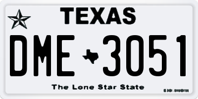 TX license plate DME3051