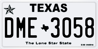 TX license plate DME3058