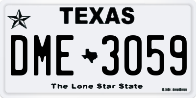 TX license plate DME3059