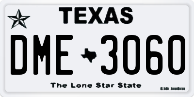 TX license plate DME3060