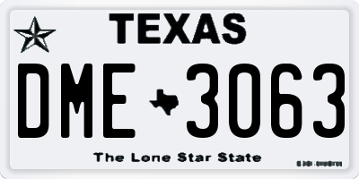 TX license plate DME3063