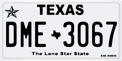 TX license plate DME3067