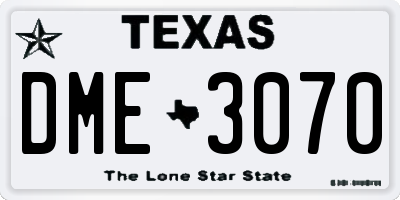 TX license plate DME3070