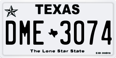 TX license plate DME3074