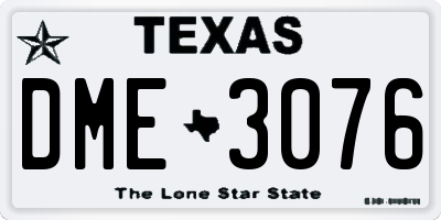 TX license plate DME3076