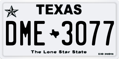 TX license plate DME3077