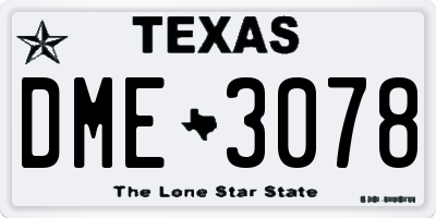 TX license plate DME3078