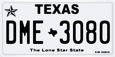 TX license plate DME3080