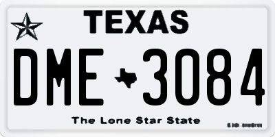 TX license plate DME3084
