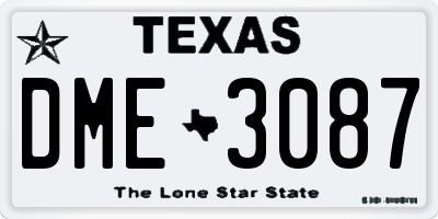 TX license plate DME3087
