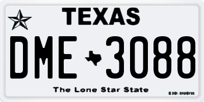 TX license plate DME3088