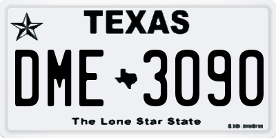 TX license plate DME3090