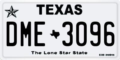 TX license plate DME3096