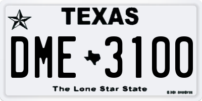 TX license plate DME3100