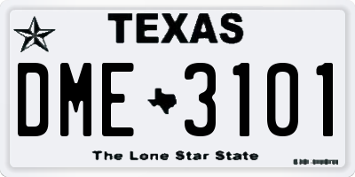 TX license plate DME3101