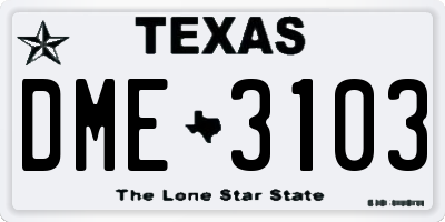 TX license plate DME3103