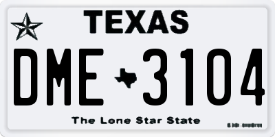 TX license plate DME3104