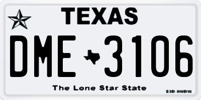 TX license plate DME3106