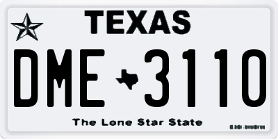 TX license plate DME3110