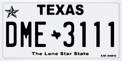 TX license plate DME3111