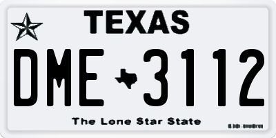 TX license plate DME3112