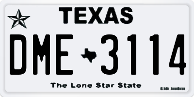 TX license plate DME3114