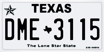 TX license plate DME3115