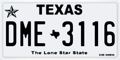 TX license plate DME3116