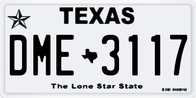 TX license plate DME3117