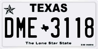 TX license plate DME3118