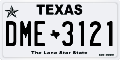 TX license plate DME3121