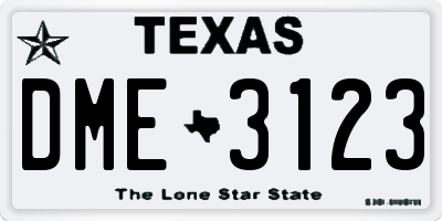 TX license plate DME3123