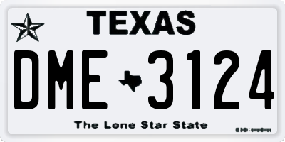 TX license plate DME3124