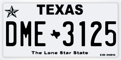 TX license plate DME3125