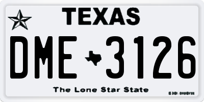 TX license plate DME3126