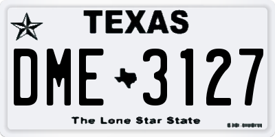 TX license plate DME3127