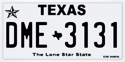 TX license plate DME3131