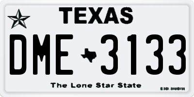 TX license plate DME3133
