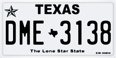TX license plate DME3138