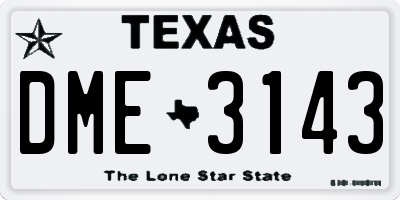 TX license plate DME3143