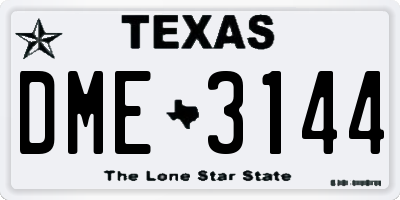 TX license plate DME3144