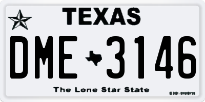 TX license plate DME3146