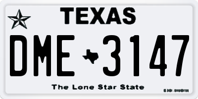 TX license plate DME3147