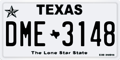 TX license plate DME3148